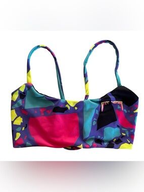 PIT VIPER colorful, and reversible to black bikini top